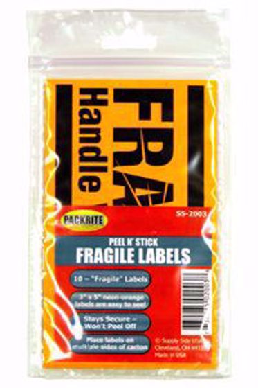 Picture of Fragile Labels 2" x 5" retail package of 5/bag